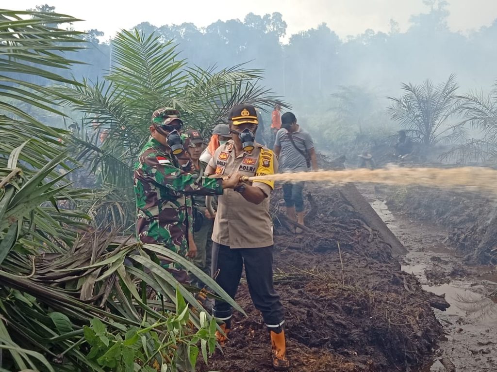 Kapolres dan Dandim Sanggau turun langsung padamkan api