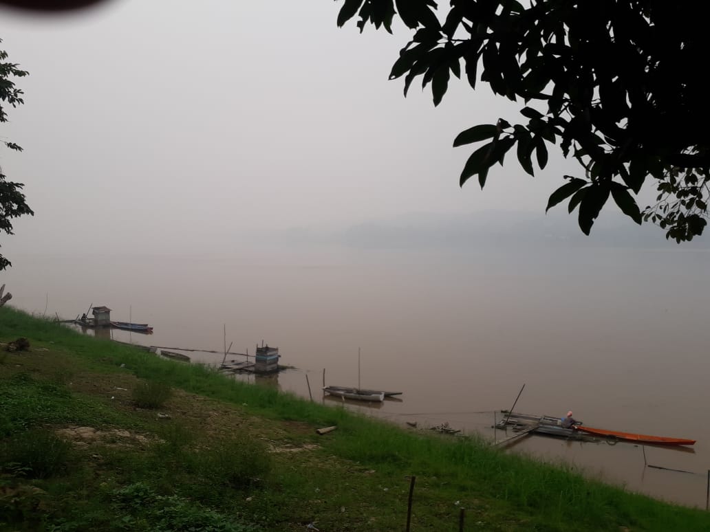 Kabut Asap yang cukup tebal menyelimuti Kota Sanggau sehingga mengganggu jarak pandang