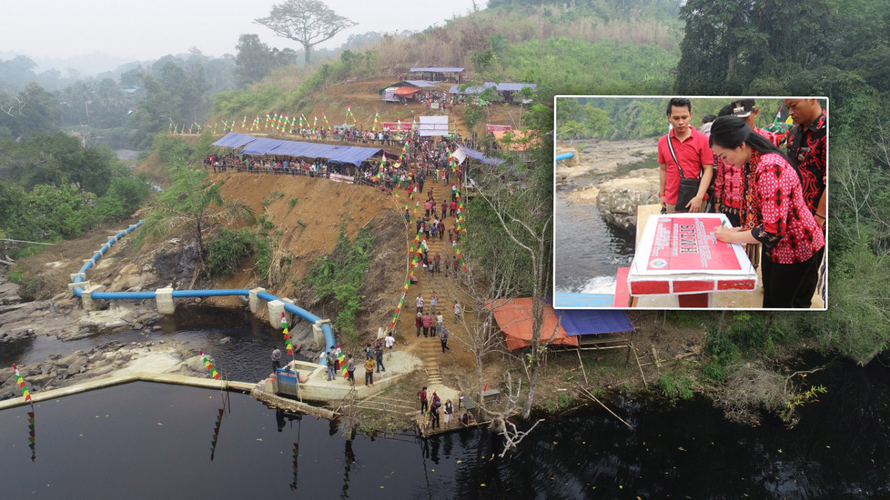 Pembangkit Listrik Tenaga Mikro Hidro (PLTMH) berkapasitas 58.000 kilo waat di desa Dange Aji kecamatan Air Besar 
